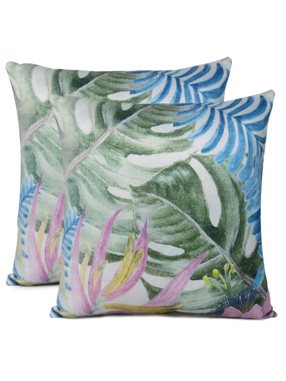 Oussum Pillow Cover Cotton Tropical Leaf Print Square Cushion Cover Set of 2
